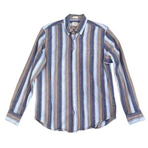 J. Crew Classic Button Down Shirt Striped‎ Organic Cotton Re-Imagined Men M Prep